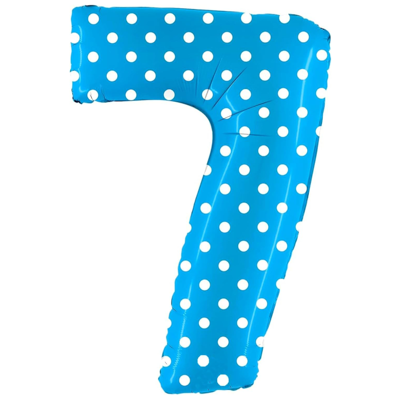 100cm (40") Blue Spotty Foil Number Balloon - Party Decorations (7)