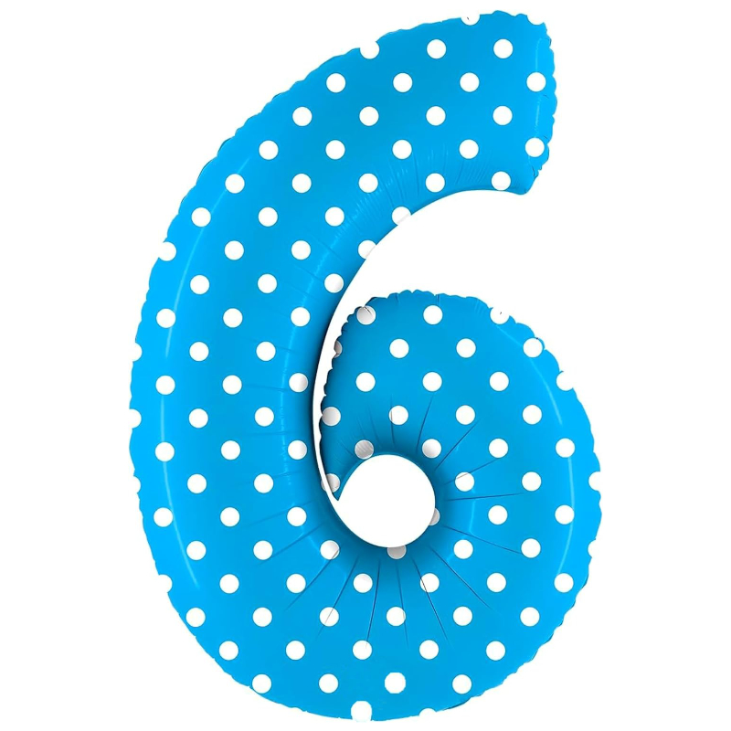 100cm (40") Blue Spotty Foil Number Balloon - Party Decorations (6)