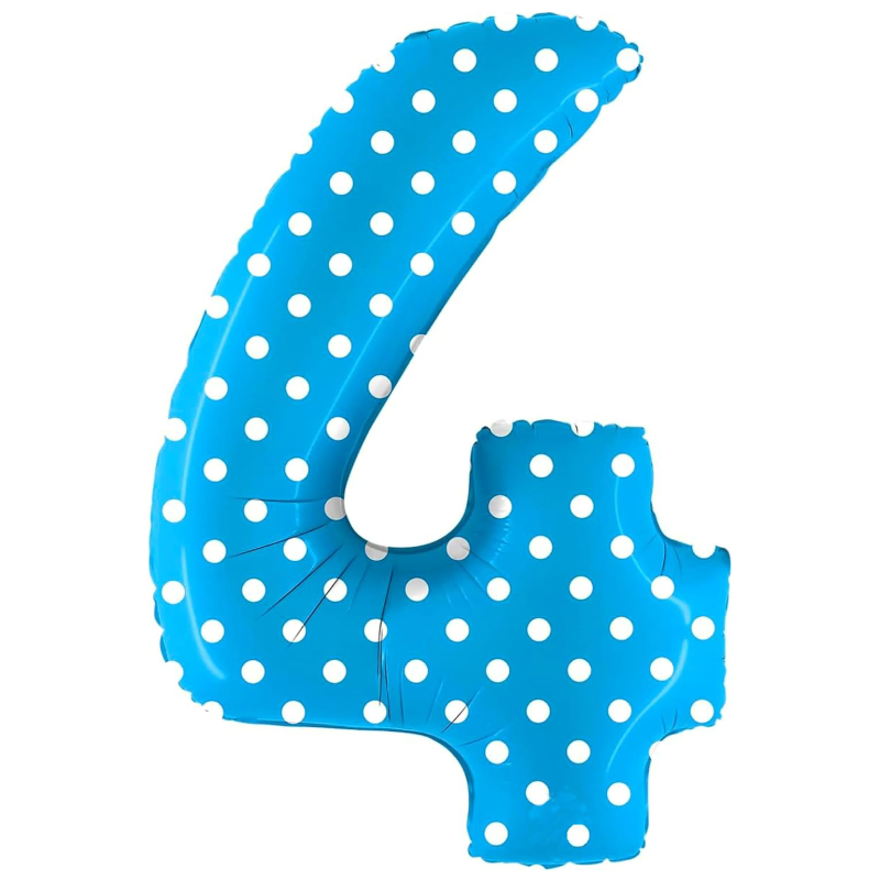 100cm (40") Blue Spotty Foil Number Balloon - Party Decorations (4)