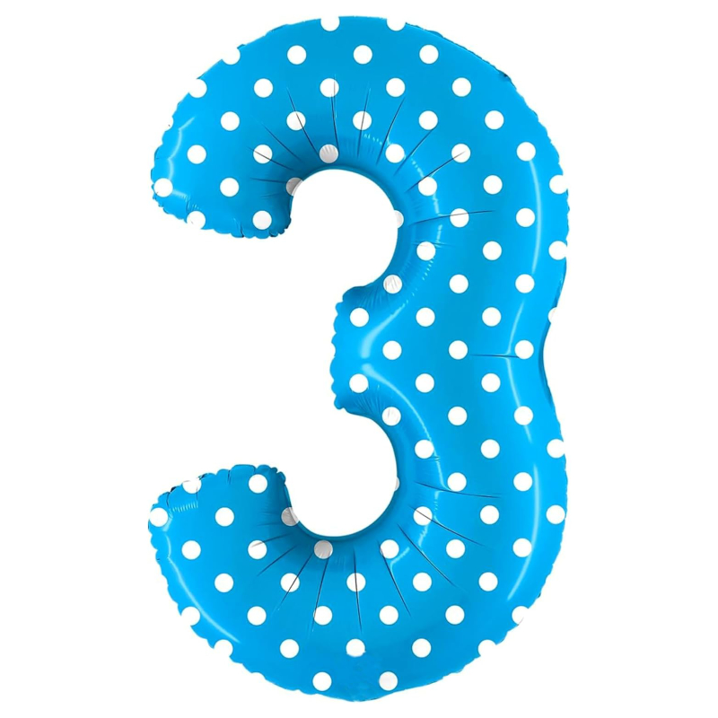100cm (40") Blue Spotty Foil Number Balloon - Party Decorations (3)