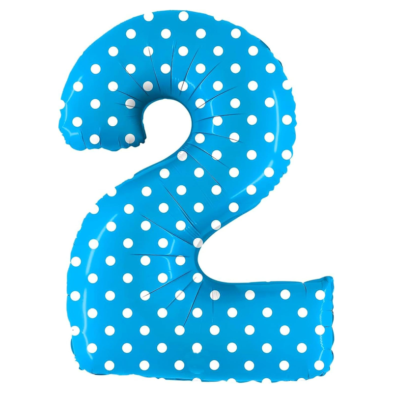 100cm (40") Blue Spotty Foil Number Balloon - Party Decorations (2)