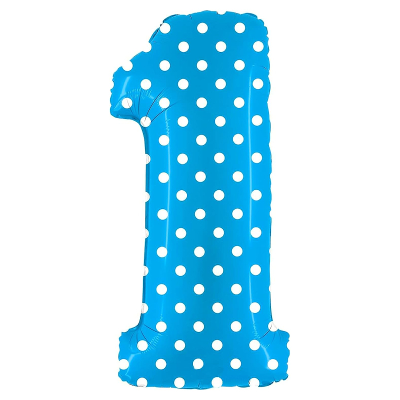 100cm (40") Blue Spotty Foil Number Balloon - Party Decorations (1)