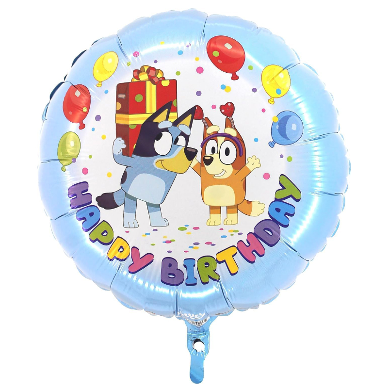 18 Inch Round Happy Birthday Bluey & Bingo Character Foil Balloon - Kids Party Decorations