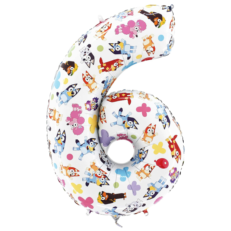 5cm (26") Bluey & Bingo Number Foil Balloon - Kids Party Balloons - Number 6