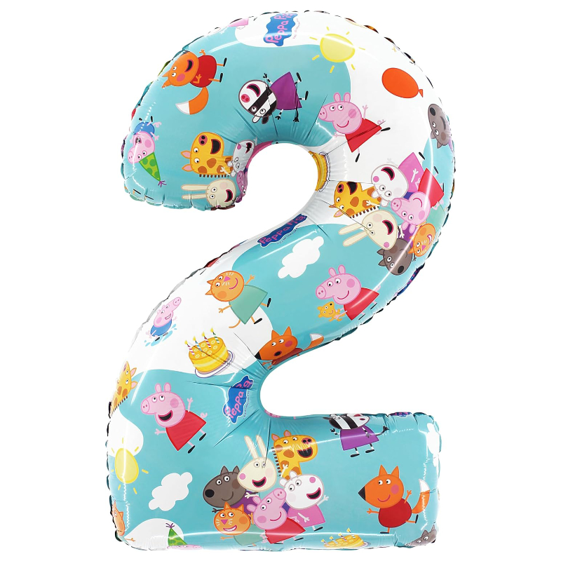 65cm (26") Peppa Pig, George & Friends Number 2 Foil Balloon - Kids Party Balloons.
