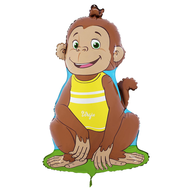 78cm (31") Sergio Monkey Shaped Character Foil Balloon - Kids Party Balloons