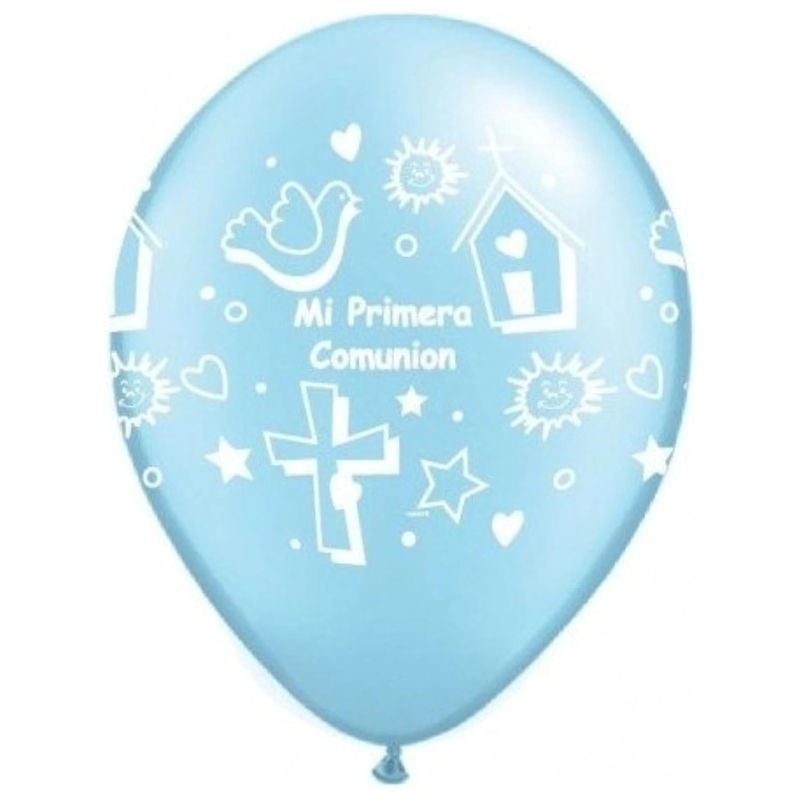 Pack of 25 - 28cm (11") Blue 'Mi Primera Comunion' Latex Balloons - Celebration & Party Decorations