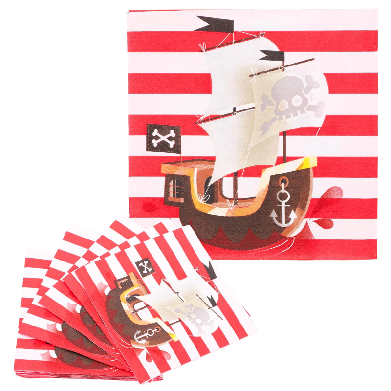 Pack of 20-2 Ply Pirate Ship Paper Napkins - Kids Party Table Decorations & Accessories