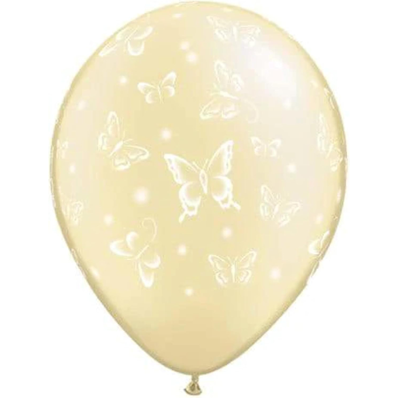 Pack of 25 - 28cm (11") Pastel Yellow Butterfly Latex Balloons - Wedding/Christening Decorations