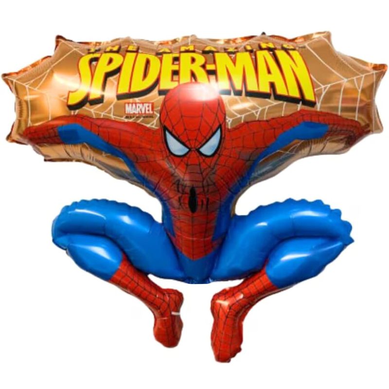 31 Inch Spider Man Jumping Shaped Character Foil Balloons - Kids Party Balloons (Gold)