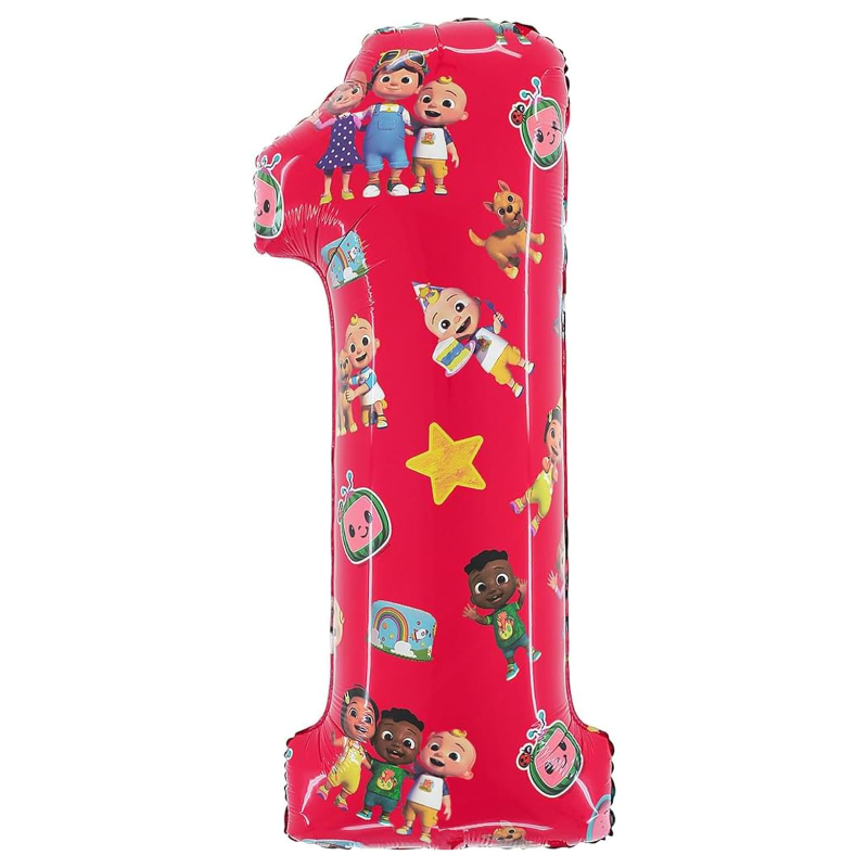 56cm (27") Cocomelon Number Foil Balloon - Kids Party Balloons - Number 1