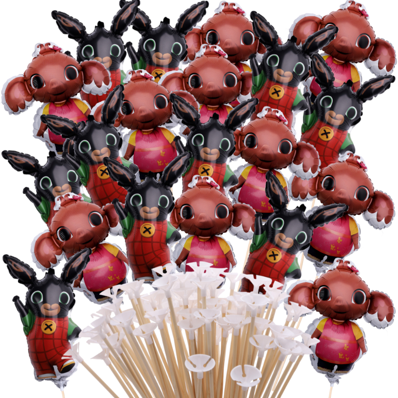 Pack Of 20 - Bing & Sula Mini Character Balloons - Sticks And Cups Included - Birthday Party Decorations