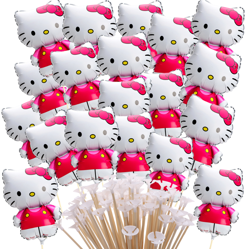 Pack Of 20 - 38cm (15") Hello Kitty Mini Balloons - Sticks And Cups Included - Birthday Party Decorations