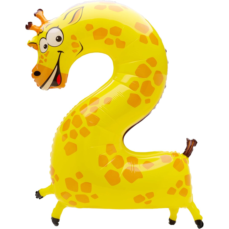 101cm (40") Animaloons Number Foil Balloon - Number 2 - Kids Party Balloons