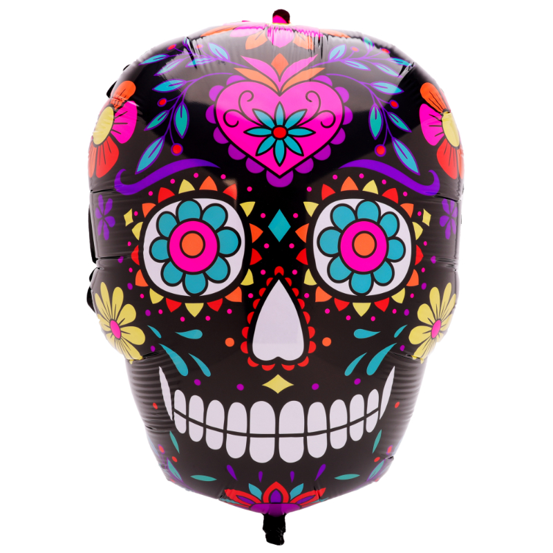 56cm (22") Sugar Skull Shaped Character Foil Balloon - Day Of The Dead Halloween Party Balloons
