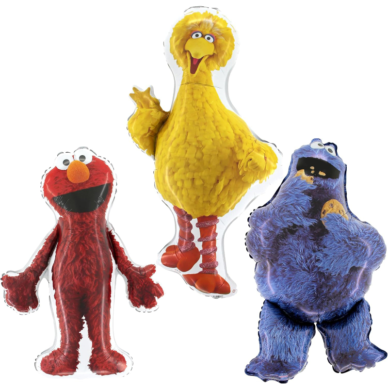 Sesame Street Foil Balloon 3 Pack - 1 x 39" Big Bird, 1 x 37" Elmo & 1 x 35" Cookie Monster Characters - Kids Party Decorations