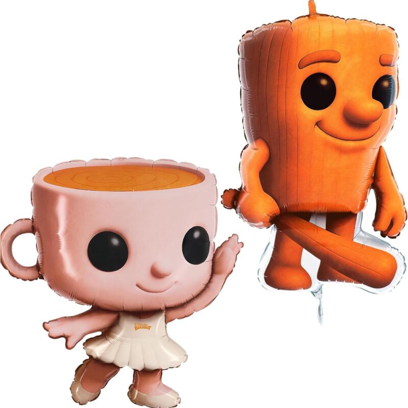 Pack Of 2 Italian Brainrot Character Foil Balloons - 1 x 59cm (23") Tung Tung & 1 x 56cm (22") Ballerina Cappucinni - Kids Party Decorations & Accessories