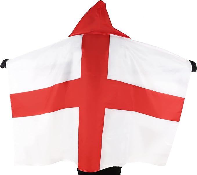 England Flag Football Rugby Supporters Cape Adult Size - St George's, Euros & World Cup - English Party Decorations Red