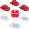 England Themed Football Bundle - 1 x Football (8lbs/Size 5) & 6 Glitter Cowboy Hats - 3 Red & 3 White (34cm/13") - St George's, Euros & World Cup