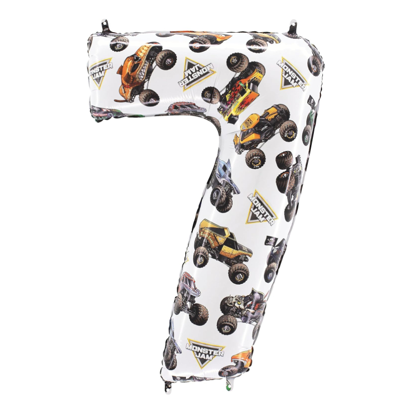 Toyland® 66cm (26”) Monster Jam™ Number 7 Foil Balloon - Large Monster Truck Birthday Balloon - Party Decoration, Air or Helium, Self Sealing