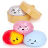 Toyland® Pack of 4 - Squishy Bao Dumpling Sensory Fidget Toys with Plastic Steamer Box - Squeeze Toys for Kids - Mega Bundle
