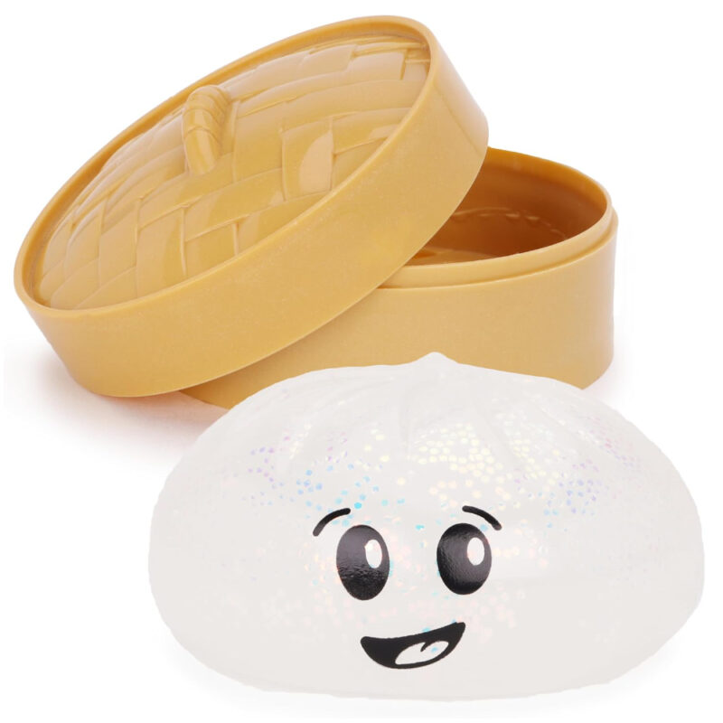 Toyland® Glow In The Dark Dumpling Sensory Fidget Toy with Plastic Steamer Box - Squeeze Toys for Kids - Ages 3+