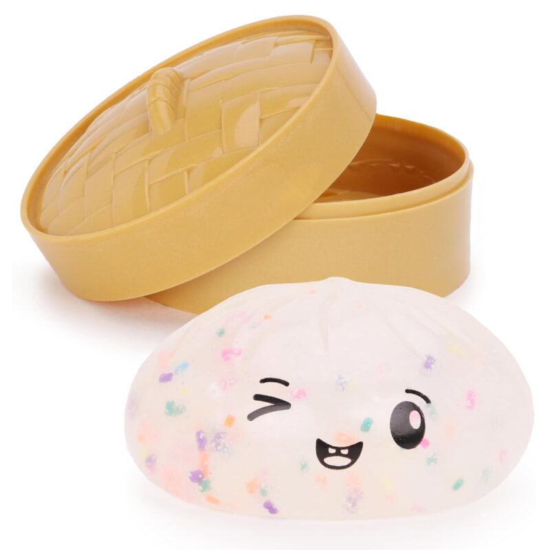 Toyland® Confetti Dumpling Sensory Fidget Toy with Plastic Steamer Box - Squeeze Toys for Kids - Ages 3+